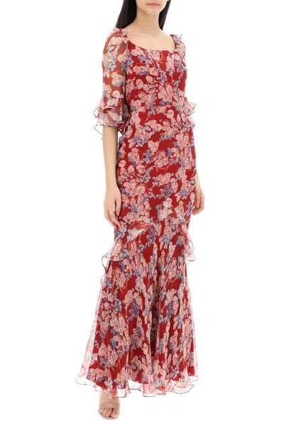 Shop Saloni Maxi Dress Tamara D In Floral Silk