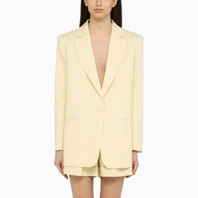 Shop The Andamane Light Yellow Guia Single Breasted Jacket In Linen Blend