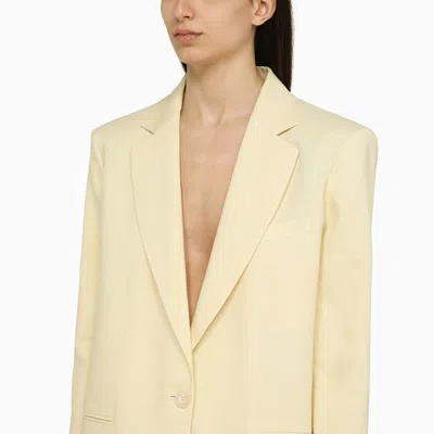 Shop The Andamane Light Yellow Guia Single Breasted Jacket In Linen Blend
