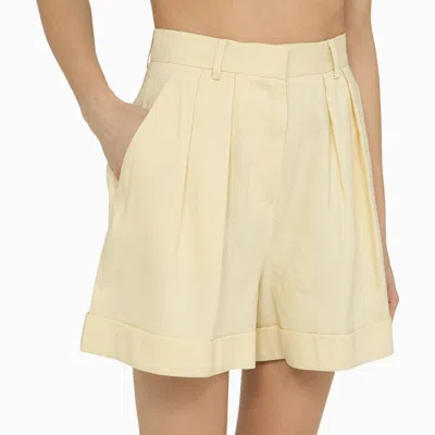 Shop The Andamane Light Yellow Linen Blend Rina Shorts
