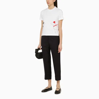 Shop Thom Browne White Cotton T Shirt With Embroidery