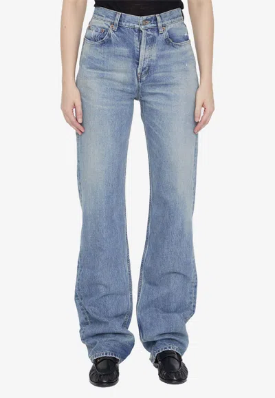 Shop Saint Laurent Charlotte Straight-leg Jeans In Blue