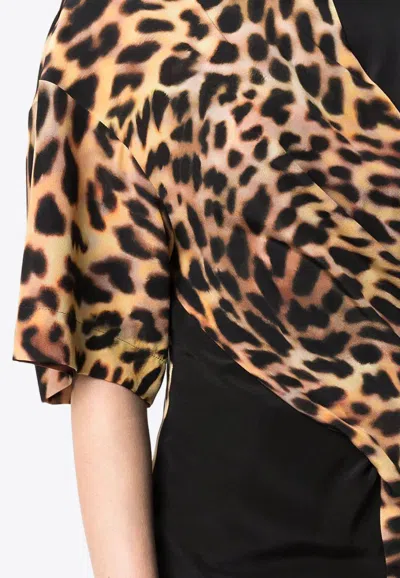 Shop Stella Mccartney Cheetah Print Paneled T-shirt In Multicolor
