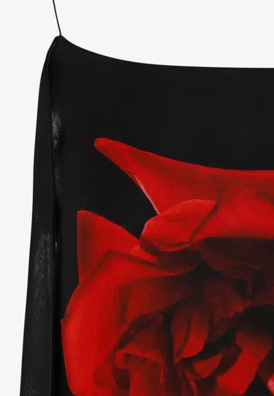 Shop Alexander Mcqueen Chiffon Shadow Rose Maxi Dress In Black