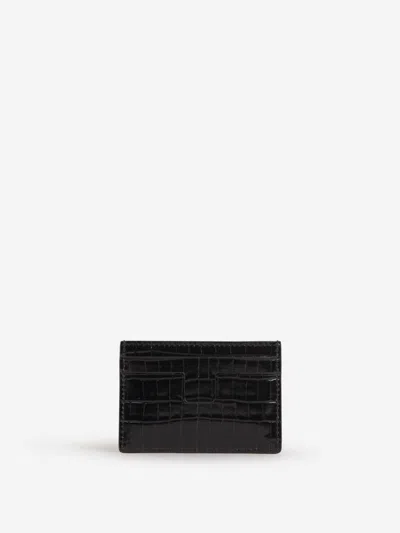 Shop Tom Ford T-line Croco Card Holder In Black