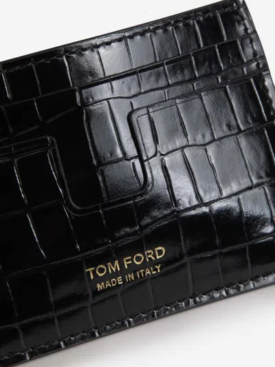 Shop Tom Ford T-line Croco Card Holder In Black