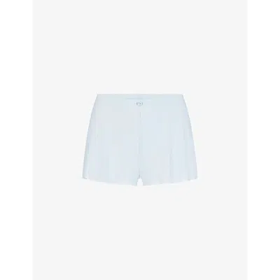 Shop Skims Women's Celeste Soft Lounge Lace-trim Elasticated-waist Stretch-woven Shorts