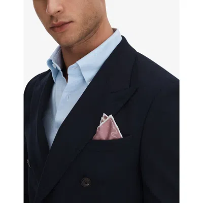 Shop Reiss Men's Pink Liam Polka-dot Logo-print Silk Pocket Square