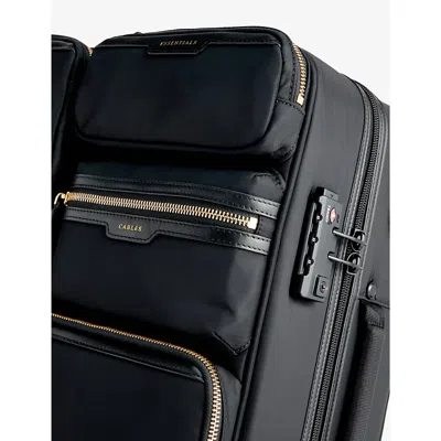 Shop Anya Hindmarch Black Short-haul Four-wheel Recycled-nylon Luggage Case