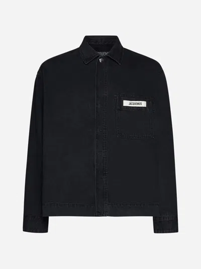 Shop Jacquemus De-nimes Denim Jacket In Black