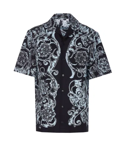 Shop Versace Barocco Shirt In Black/blue