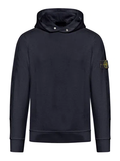 Shop Stone Island Logo Patch Hooded Sweatshirt In Black
