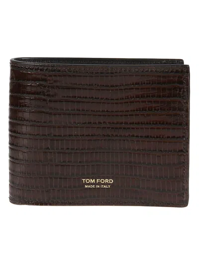 Shop Tom Ford Printed Alligator Classic Bifold Wallet In Chicolate Brown