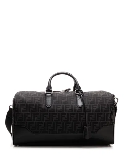 Shop Fendi Travel Bag With All-over Ff Monogram In Grey