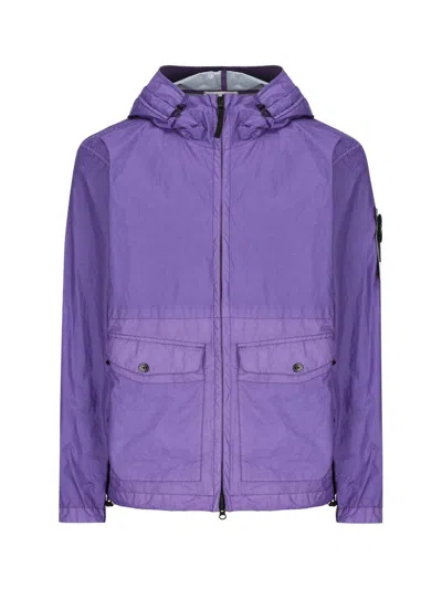 Shop Stone Island Membrana 3l Tc Zipped Hooded Jacket In Lavender