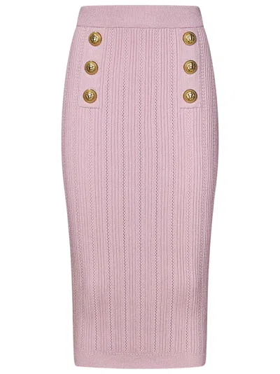 Shop Balmain Midi Skirt In Pink