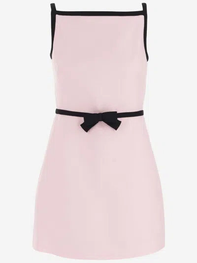 Shop Valentino Wool And Silk Blend Mini Dress In Pink