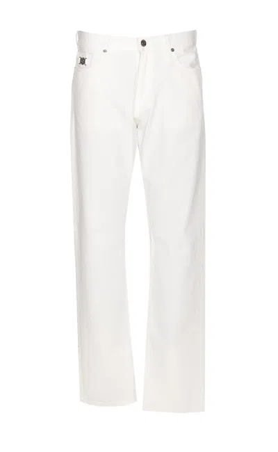 Shop Versace Medusa Beggie Jeans In White