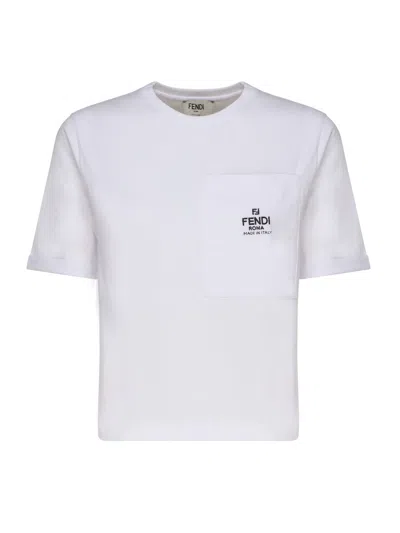 Shop Fendi Cotton Logo T-shirt In White