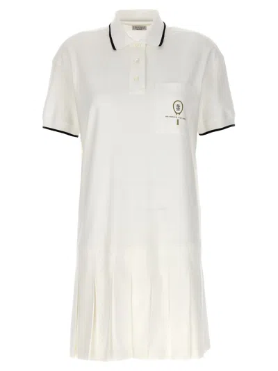 Shop Brunello Cucinelli Logo Polo Dress In White