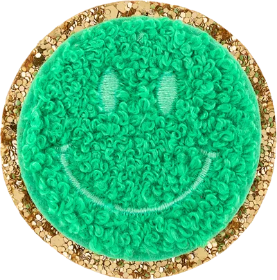 Stoney Clover Lane Avocado Glitter Varsity Smiley Face Patch