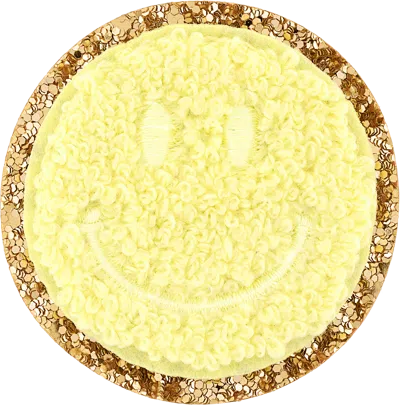 Stoney Clover Lane Banana Glitter Varsity Smiley Face Patch