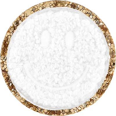Stoney Clover Lane Blanc Mini Glitter Varsity Smiley Face Patch