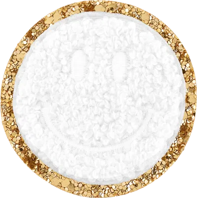 Stoney Clover Lane Blanc Glitter Varsity Smiley Face Patch