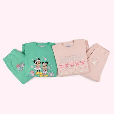 Stoney Clover Lane Disney Mickey & Minnie's Holiday Collection Pink Sweatpants
