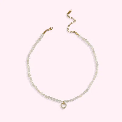 Stoney Clover Lane Hey Maeve Pearl Necklace With Heart