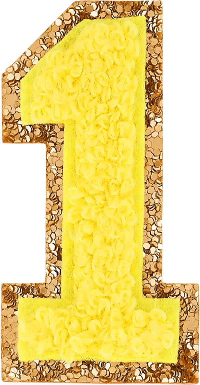 Stoney Clover Lane Lemon Glitter Varsity Number Patch