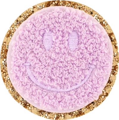 Stoney Clover Lane Lilac Glitter Varsity Smiley Face Patch