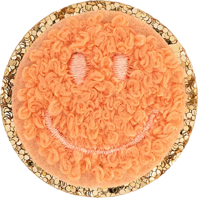 Stoney Clover Lane Peach Mini Glitter Varsity Smiley Face Patch