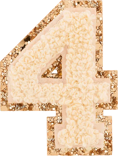 STONEY CLOVER LANE SAND GLITTER VARSITY NUMBER PATCH 
