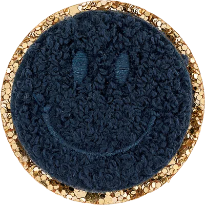 Stoney Clover Lane Sapphire Mini Glitter Varsity Smiley Face Patch