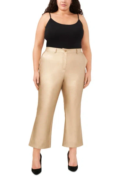 Shop Halogen ® Crop Faux Leather Trousers In Soft Gold