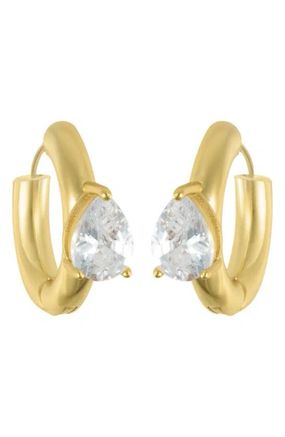 Shop Adornia Water Resistant Crystal Huggie Hoop Earrings In Gold