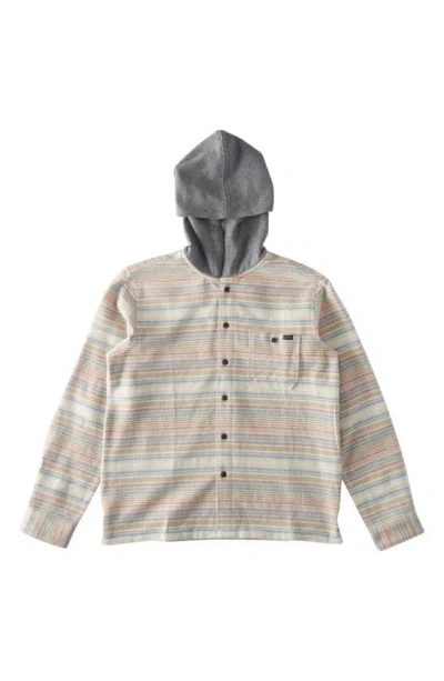 Shop Billabong Kids' Baja Hooded Flannel Shirt In Oyster