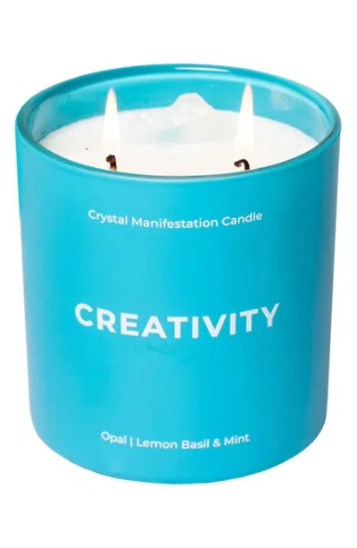 Shop Jill & Ally Creativity Opal Crystal Intention Candle In Aqua Blue