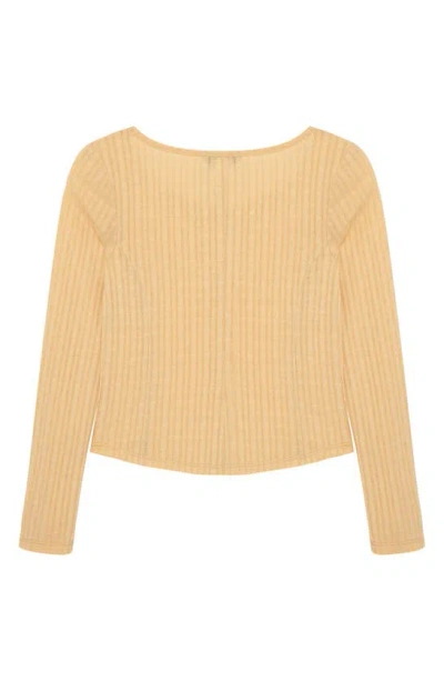 Shop Truce Kids' Long Sleeve Rib Knit Top In Gold