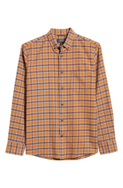 Shop Nordstrom Tech-smart Trim Fit Plaid Flannel Button-down Shirt In Rust Pecan Addy Plaid