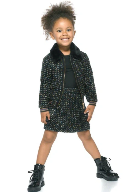 Shop Truly Me Kids' Tweed A-line Skirt In Black
