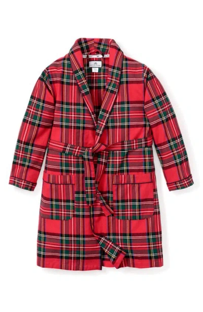 Shop Petite Plume Kids' Imperial Tartan Plaid Flannel Robe In Red