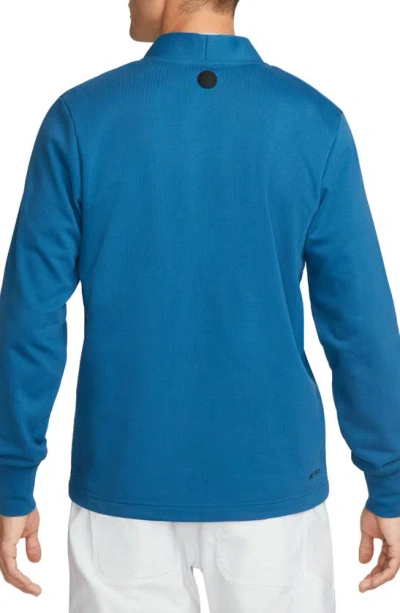 Shop Nike Dri-fit Standard Issue Golf Cardigan In Industrial Blue/ Black