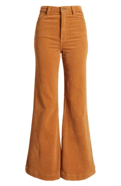 Shop Rolla's Eastcoast Flare Pants In Tan Cord