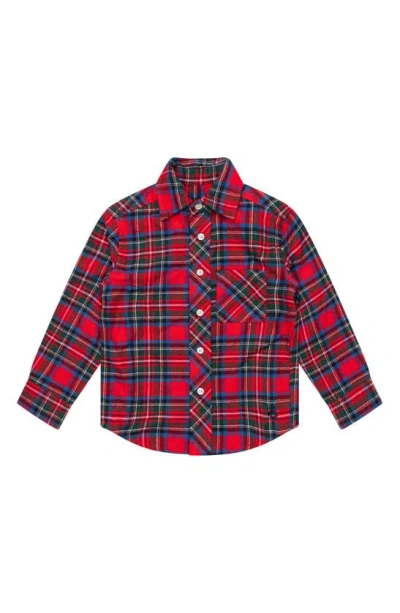 Shop Brooks Brothers Kids' Tartan Cotton Flannel Button-up Shirt In Red