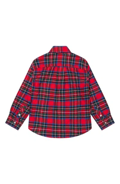 Shop Brooks Brothers Kids' Tartan Cotton Flannel Button-up Shirt In Red