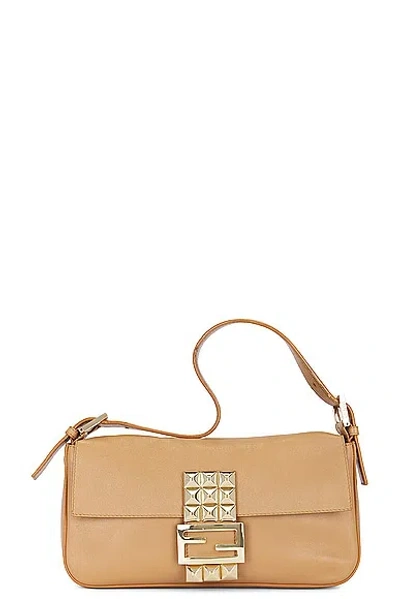 Shop Fendi Mama Baguette Shoulder Bag In Tan