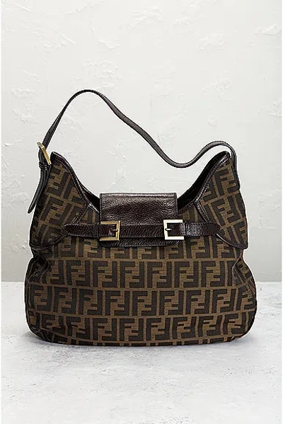 Shop Fendi Zucca Shoulder Bag In Brown