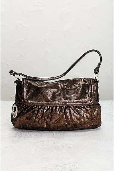 Shop Fendi Coated Canvas Shoulder Bag In Bronze